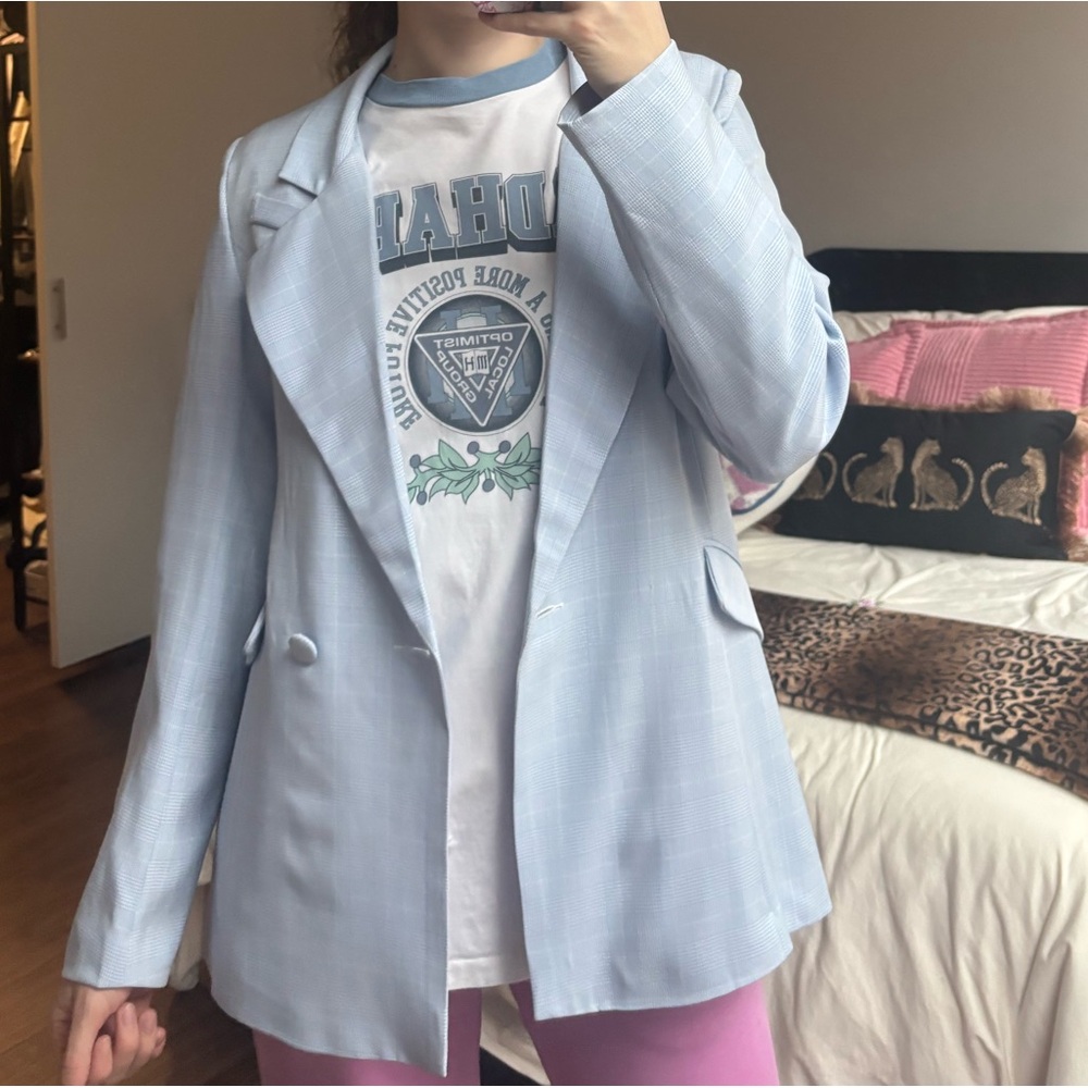 Akira blue plaid blazer